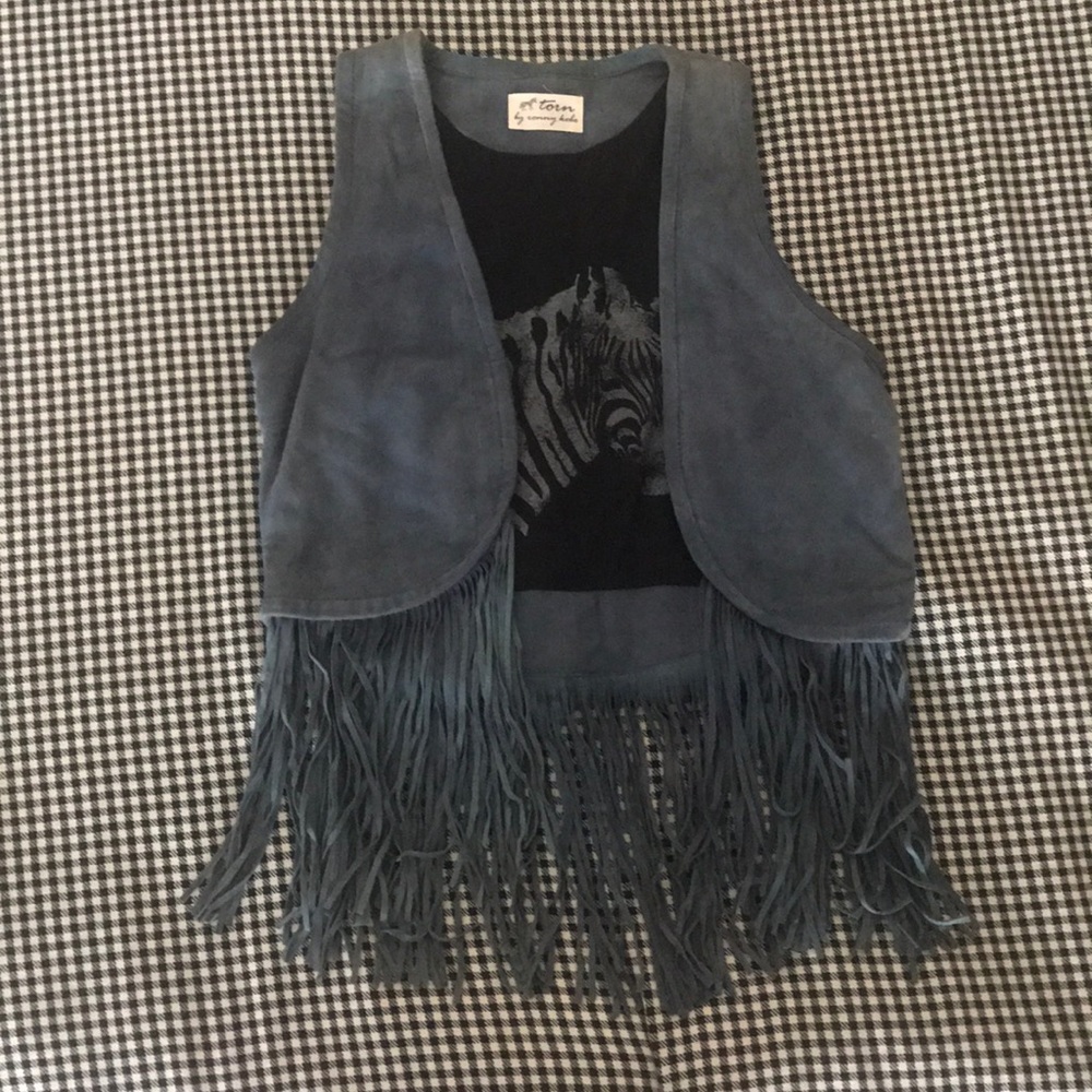 Leather fringed vest